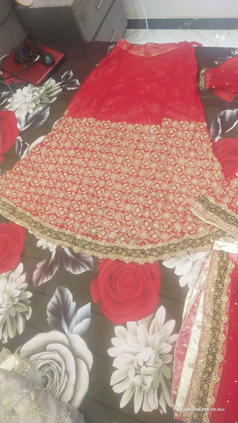 Bridal red color lengha condition look like new 1