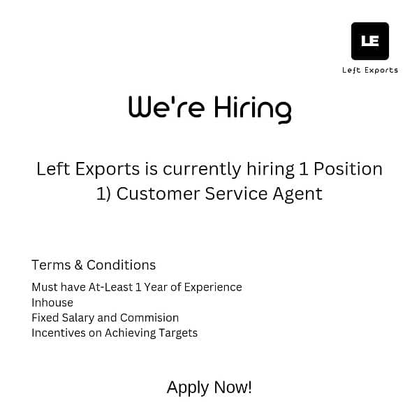 We're Hiring a Customer Support Agent 0