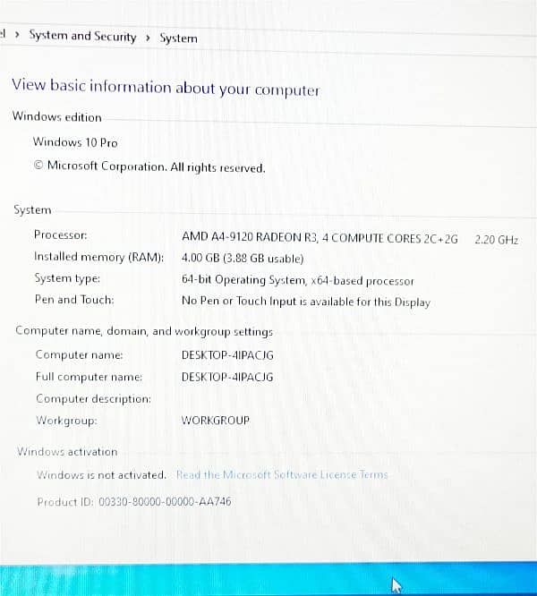 Hp AMD A4 9th Generation 128GB m2 DDR4 4GB RAM 10/10 Conditions LapTop 17