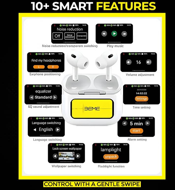 BEME Buds Pro 2 Ultimate with Built-in Display,ANC,ENC 8 in 1 Accessor 4