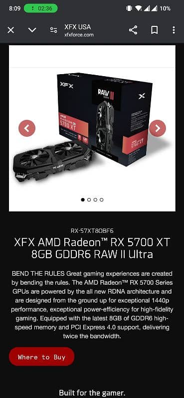 XFX rx 5700 xt raw ii 3