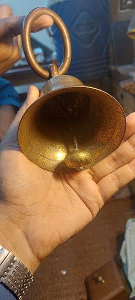 Brass and copper temple hanging bell. 1