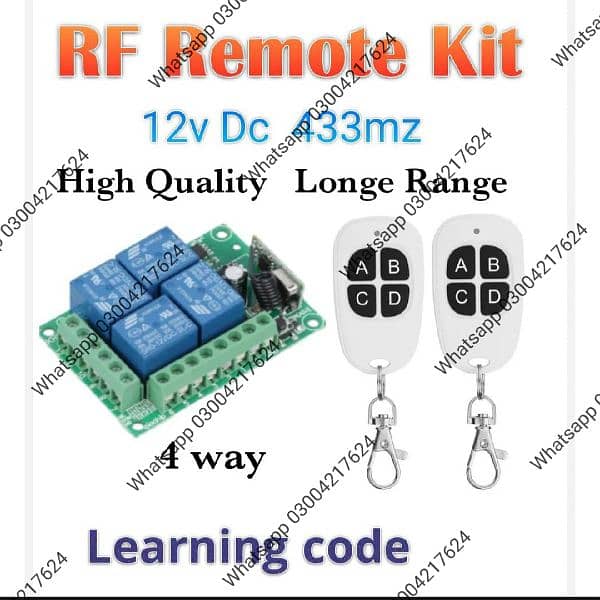 433 Mhz RF 4CH EV1527 Car Learning Code Remote Control Wireless 0