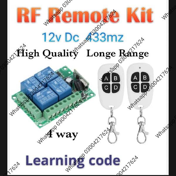 433 Mhz RF 4CH EV1527 Car Learning Code Remote Control Wireless 4