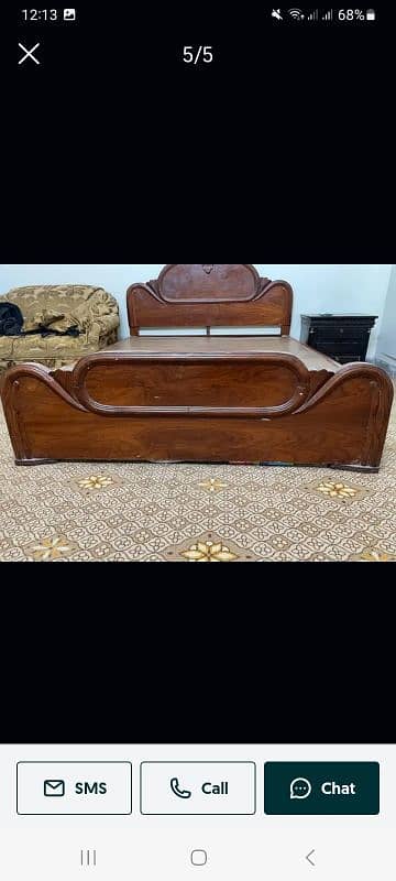 wooden double bed 0