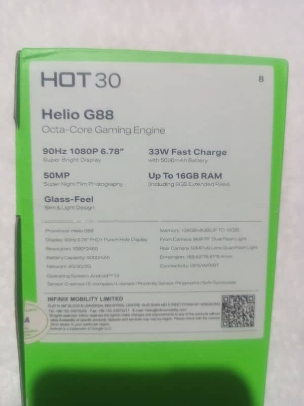 infinix hot 30 8+8 16GB Ram 128GB Room 7