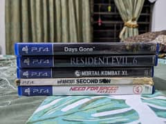 Ps4 Games:need for speed,days gone,MortalKombat,ResidentEvil6,infamous