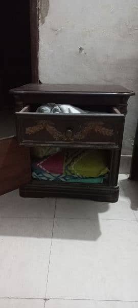 Heavy Wood double with 2 side tables and dressing for sale 6