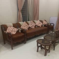 5 seater sofa set along with centre and side tables 0