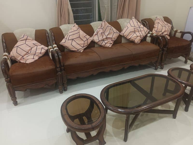 5 seater sofa set along with centre and side tables 1