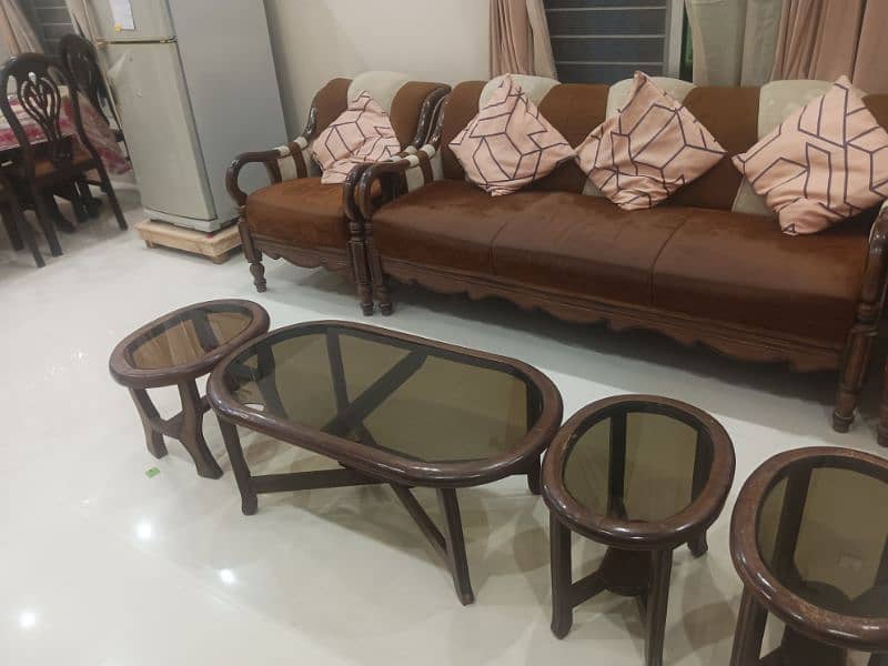 5 seater sofa set along with centre and side tables 2