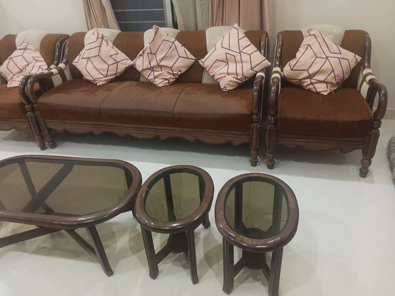 5 seater sofa set along with centre and side tables 5