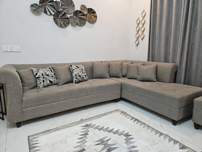 7 Seater L-Shaped Sofa With Puffy 0