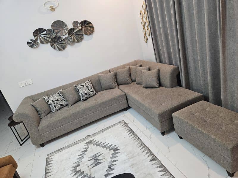 7 Seater L-Shaped Sofa With Puffy 2