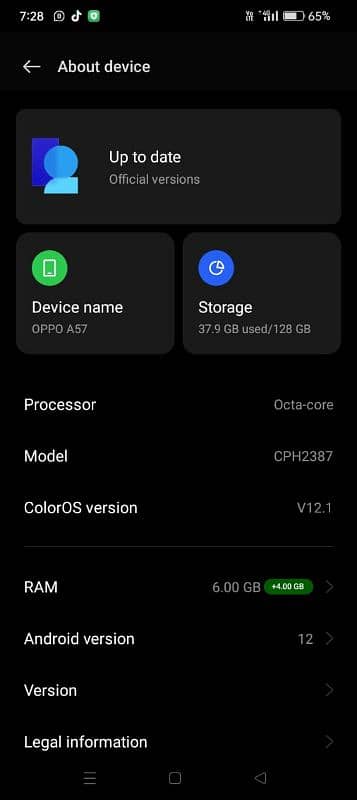 oppo a57 6/128 5000mh bettery 6