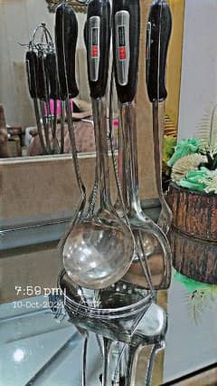 stainless steel  cooking spoons with stand