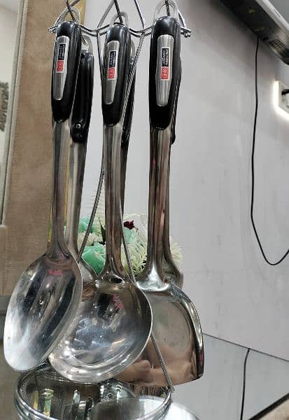 stainless steel  cooking spoons with stand 2