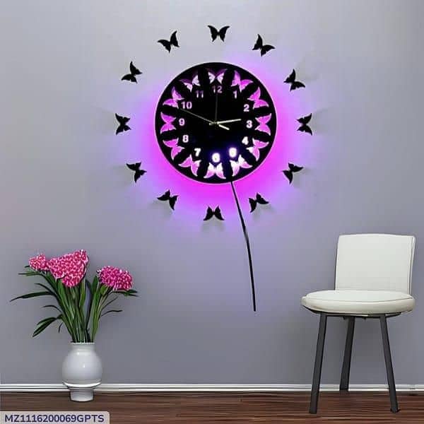 Butterfly Design sticker Wall Clock 0