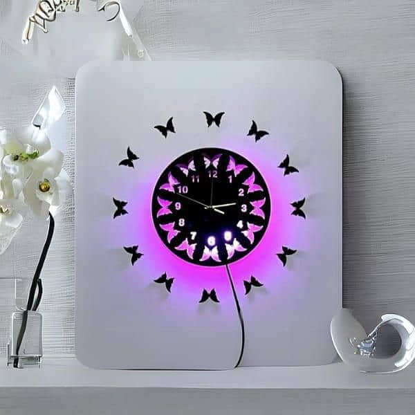 Butterfly Design sticker Wall Clock 1