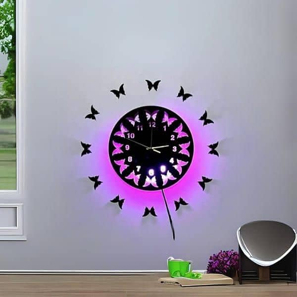 Butterfly Design sticker Wall Clock 2