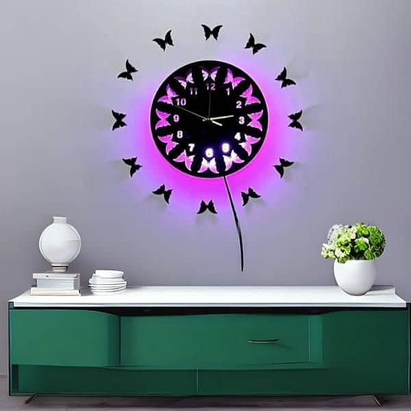 Butterfly Design sticker Wall Clock 3