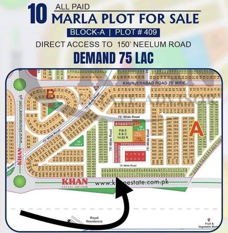 10 Marla Residential Plot Backing Commercial Area for Sale in CC BB Block ,LDA City, Lahore 2