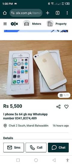 I phone 5s 64 gb my WhatsApp number 0341,8374,489