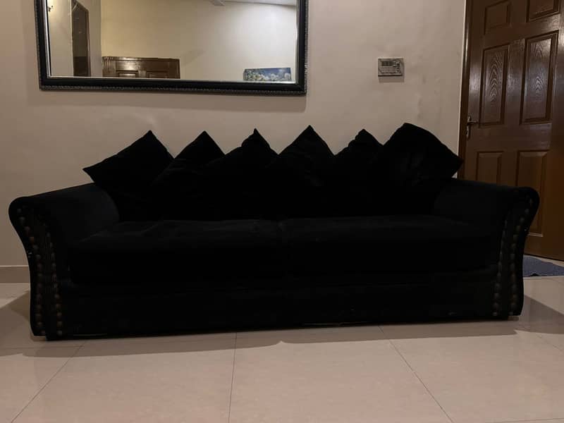 7 Seater Modern Black Sofa Set with 2 Seater Settee 0