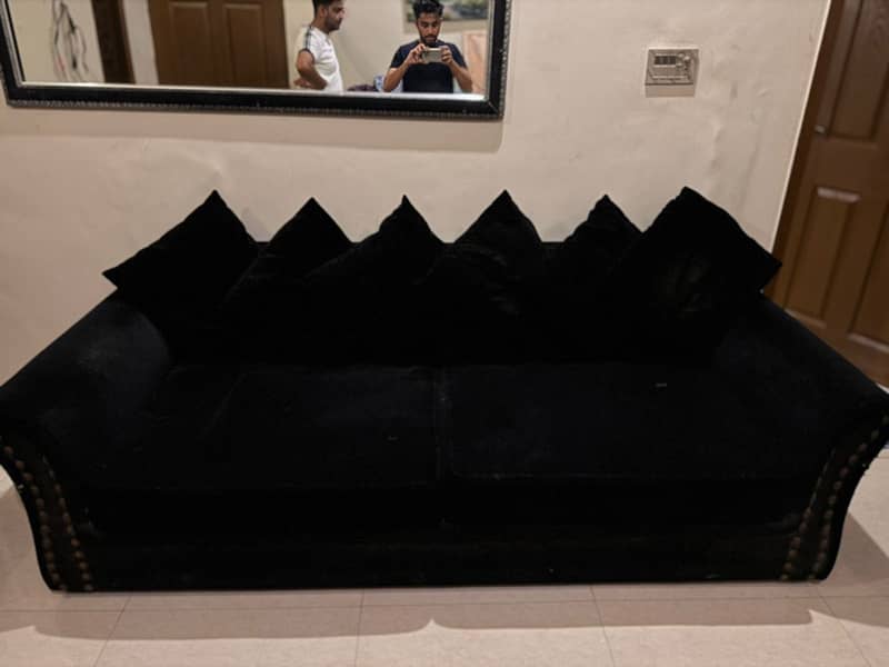 7 Seater Modern Black Sofa Set with 2 Seater Settee 1