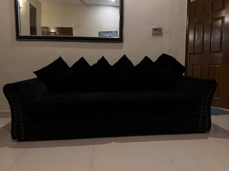 7 Seater Modern Black Sofa Set with 2 Seater Settee 3