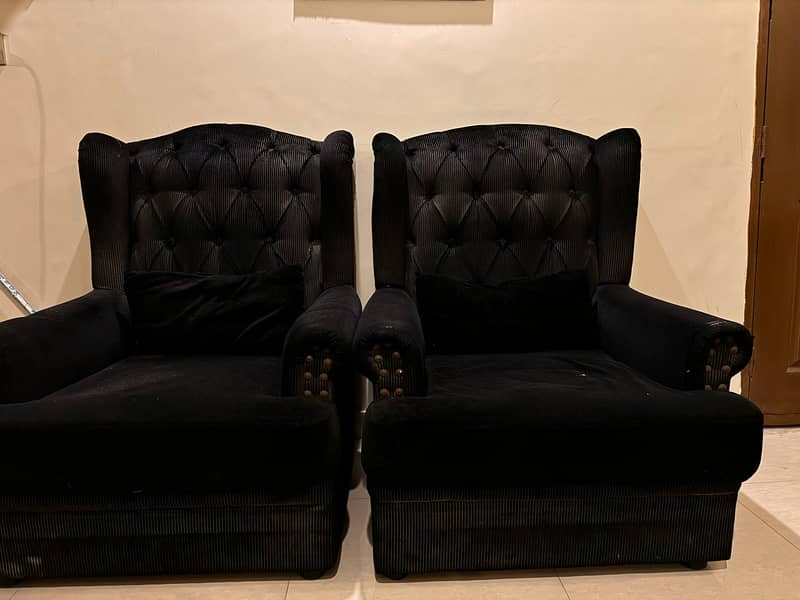 7 Seater Modern Black Sofa Set with 2 Seater Settee 4