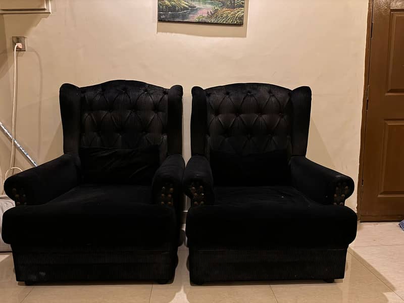 7 Seater Modern Black Sofa Set with 2 Seater Settee 5