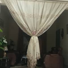 2 fancy  golden organza curtains used as separater or for large wi 0