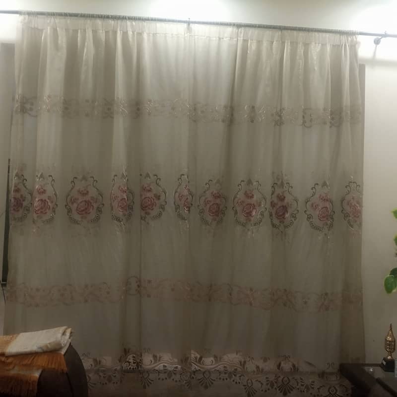 2 fancy  golden organza curtains used as separater or for large wi 2