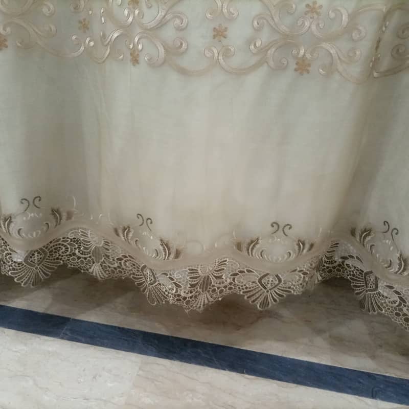 2 fancy  golden organza curtains used as separater or for large wi 3