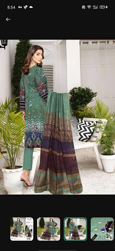 3 pcs womans unstitched lawn printed suit 7