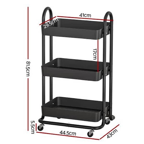 Artiss Storage Trolley Kitchen Cart 3 Tiers Rack Shelf 1