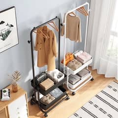 Freestanding Garment Rack With 2-Tier Shelves,150 CM