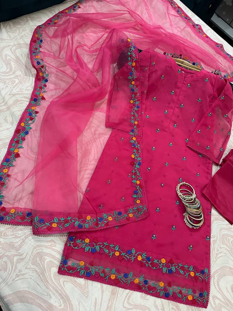 Winter Wardrobe Must-Have Organza Shirt with Silk Pants and Dupatta Ma 2