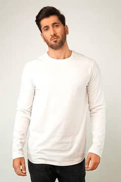 1 Pc Men's Stitched Jersey Plain T-Shirt, White