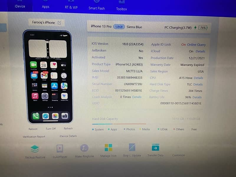 iPhone 13 pro 128GB JV Siera Blue Color 9