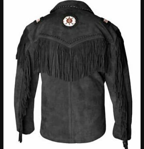 Men Western Cowboy Suede Fringe Jacket 1