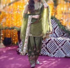 Mehndi dress/short shirt and shalwar/ dress/ fancy/wedding/event