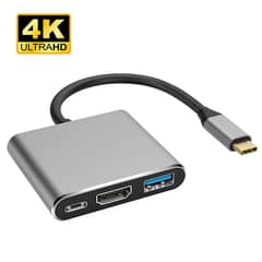 3-IN-1) 4K USB C to HDMI Adapter; 2 USB 3.0 Ports; USB-C Power Delive