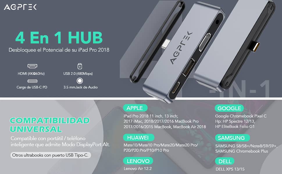 3-IN-1) 4K USB C to HDMI Adapter; 2 USB 3.0 Ports; USB-C Power Delive 3