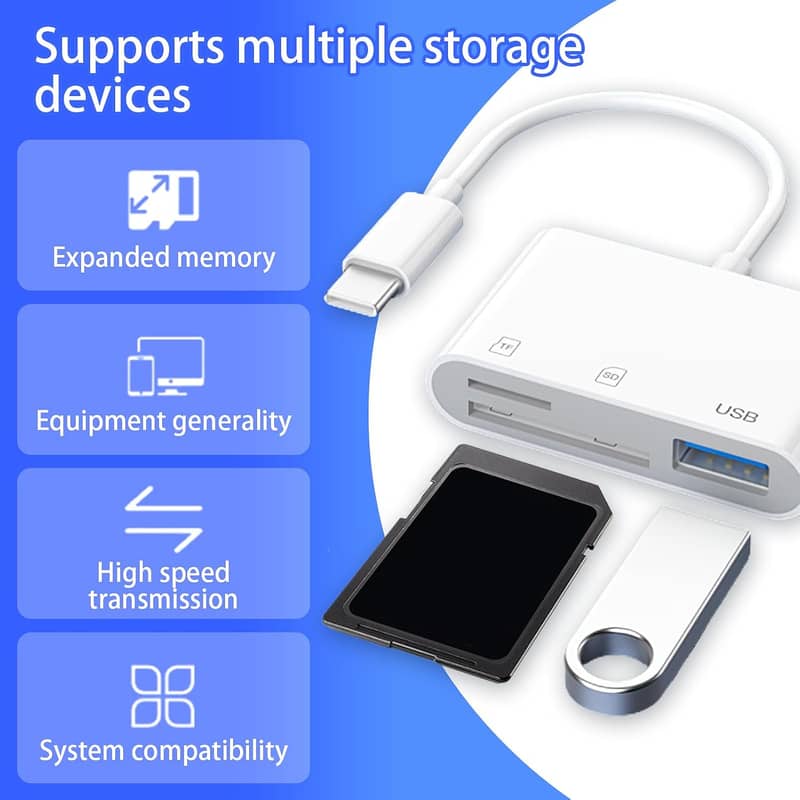 3-in-1 Type-C to Micro SD TF USB Reader 3