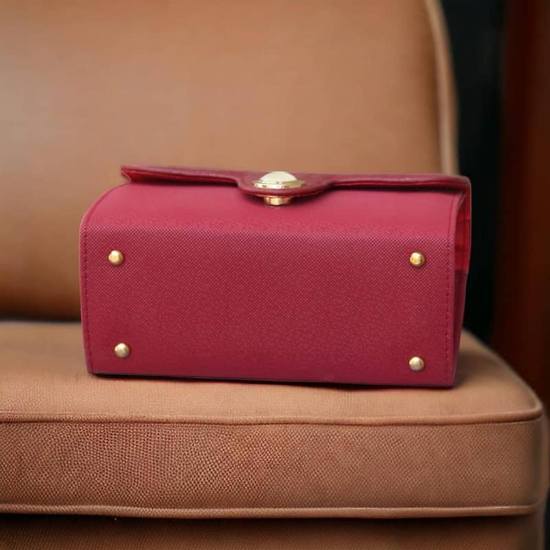 Women pu leather top handle hand bag 2