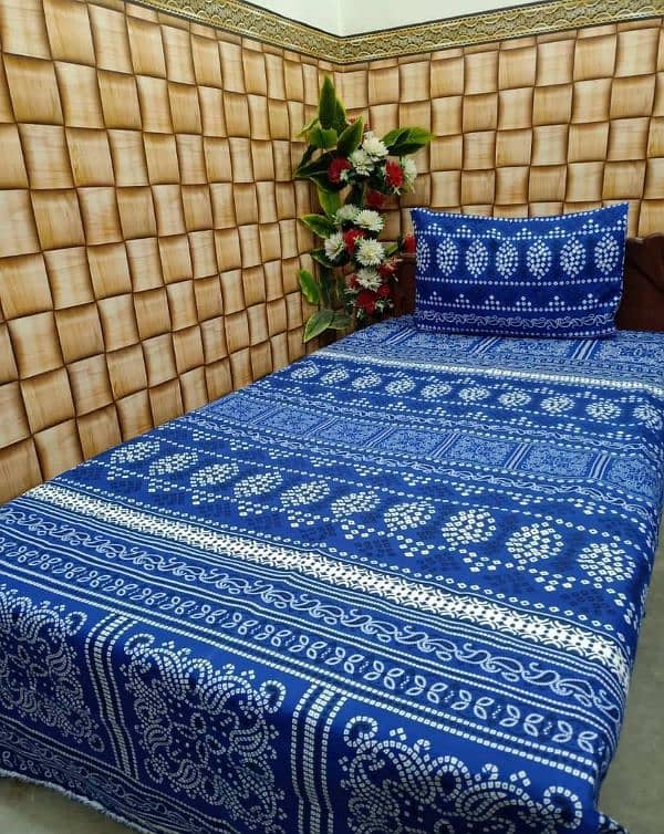 2 pcs cotton printed single Bedsheet 0