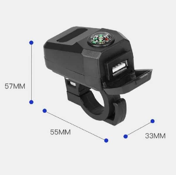 Motorcycle Mobile USB Charger 2A with compass 3