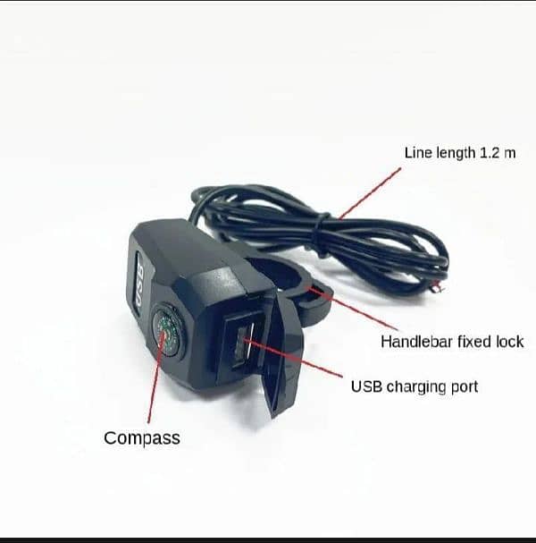 Motorcycle Mobile USB Charger 2A with compass 4